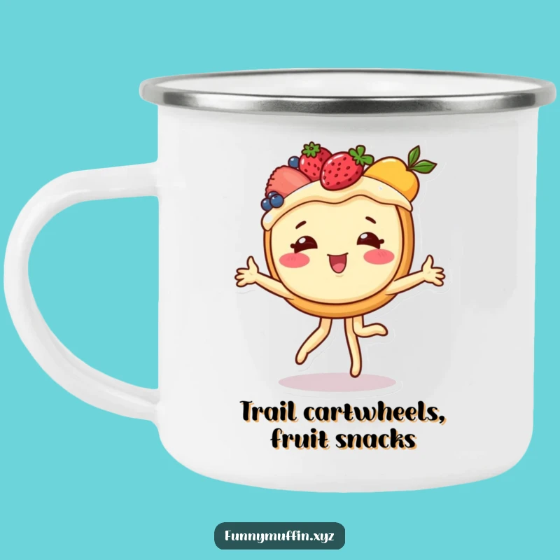Funny Cartwheeling Tart Camping Mug: Sweet Adventure