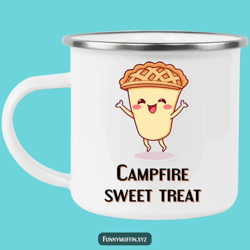 Funny Pie Shimmy Camping Mug: Trailside Delight with a Cheerful Lattice Crust Character