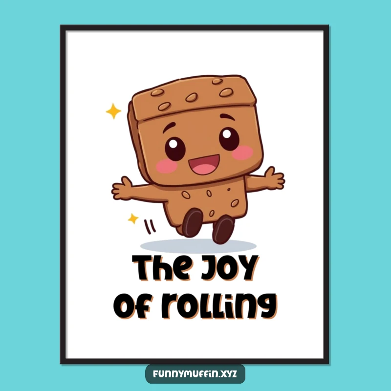 Funny Brownie Rolling Digital Art - Instant Joyful Decor for Your Space