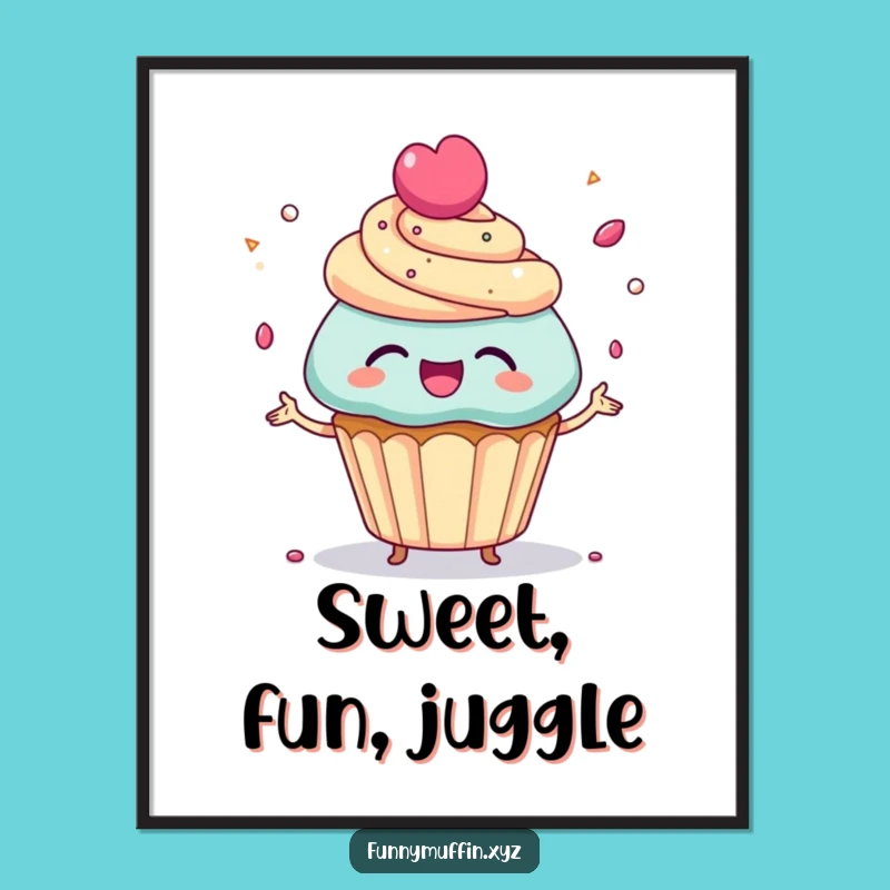 Funny Cupcake Juggling Digital Art - Delightful Decor & Gift!