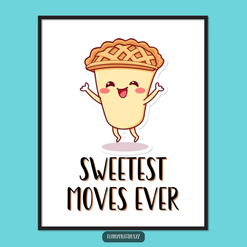 Funny Pie Shimmy Poster: Cheerful Lattice Crust Character Art for a Joyful Space
