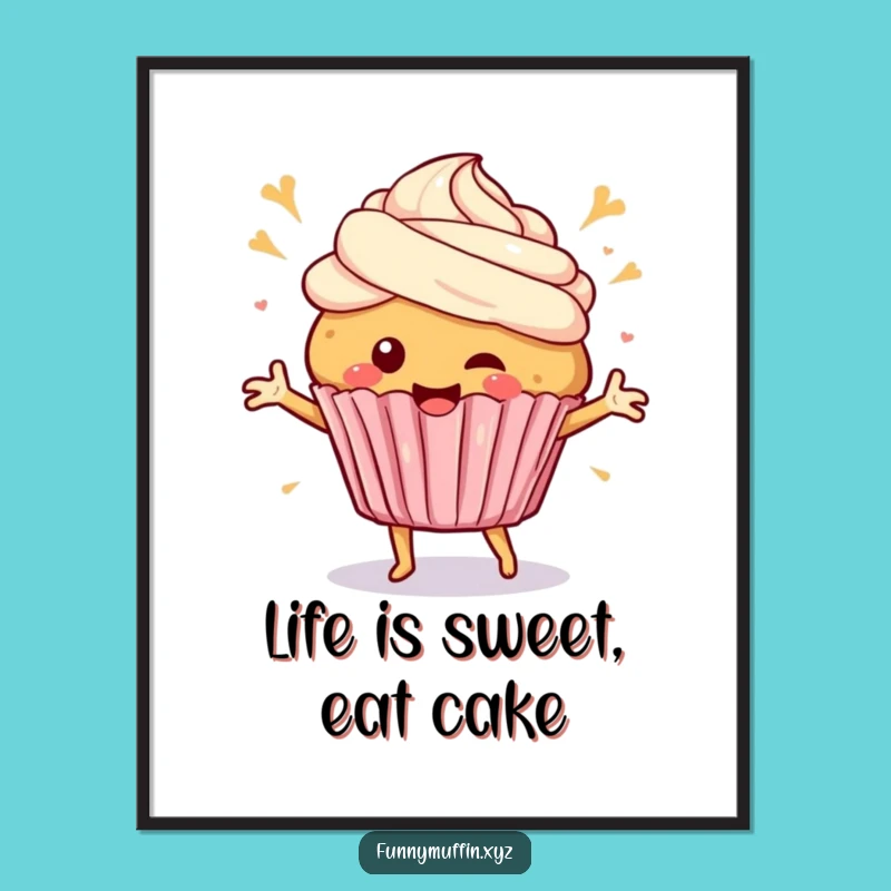 Free Printable Wall Art: Dancing Muffin Funny Downloadable Art Gift