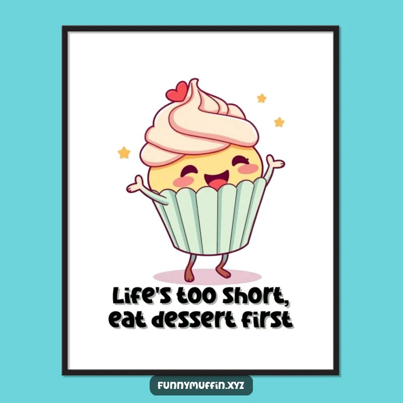 Free Printable Wall Art: Funny Dancing Cupcake Character Quirky Art Downloadable Decor