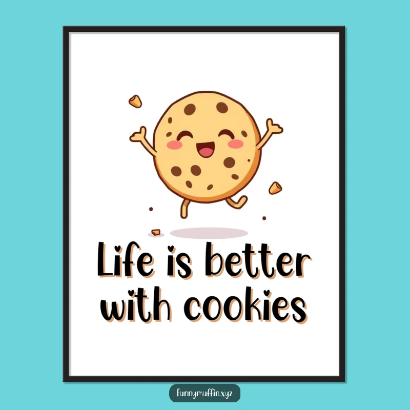 Free Printable Wall Art: Joyful Cookie Leaping Whimsical Art Downloadable