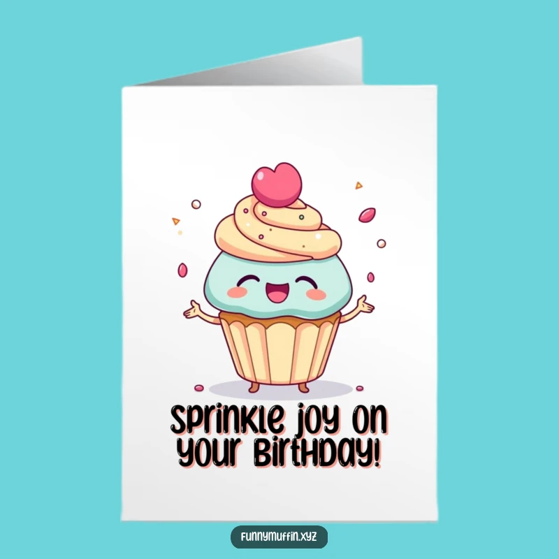 Free Printable Birthday Card: Juggling Cupcake Funny Downloadable Gift