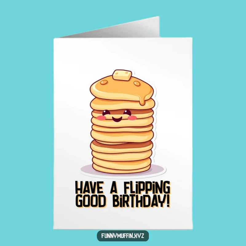 Free Printable Birthday Card: Tipping Pancake Stack Fun Downloadable Gift