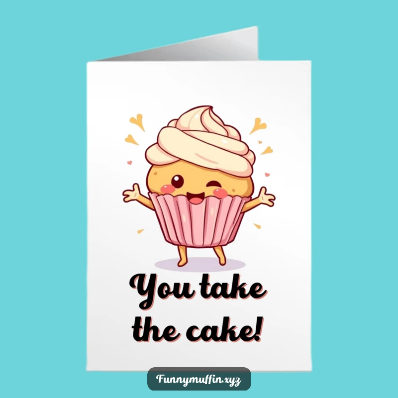 Free Printable Congrats Card: Dancing Muffin Celebration Funny Downloadable Gift