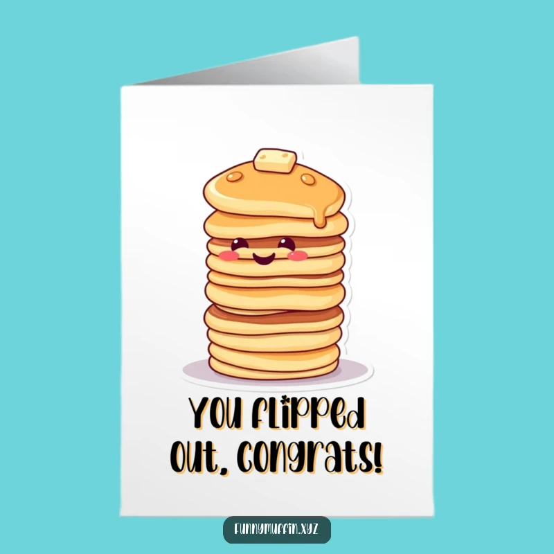 Free Printable Congratulations Card: Tipping Pancake Stack Success Download