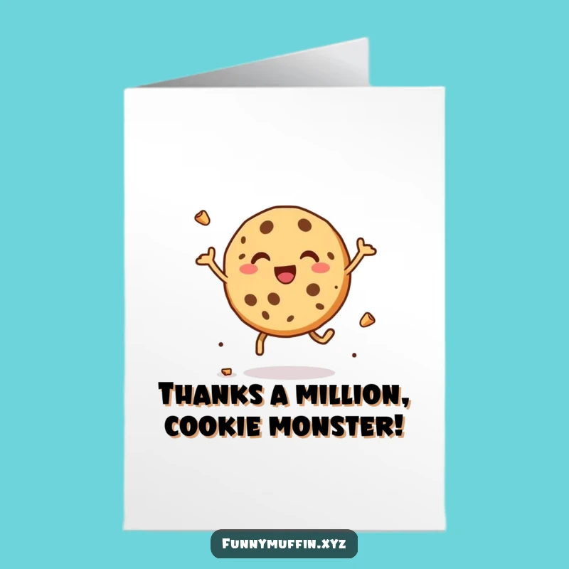 Free Printable Thank You Card: Joyful Cookie Leaping Gratefulness Download