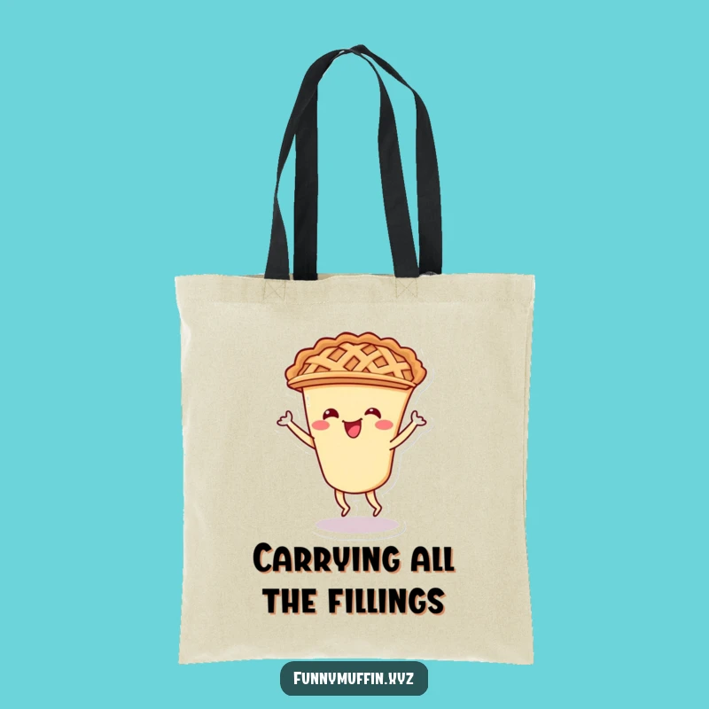 Funny Pie Shimmy Tote Bag: Carry Your Goods with a Cheerful Lattice Crust Character